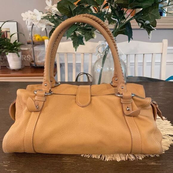 MIU MIU Lambskin Leather Tan Zip Top Satchel Shoulder Bag with Coin Purse sz M - Picture 2 of 13